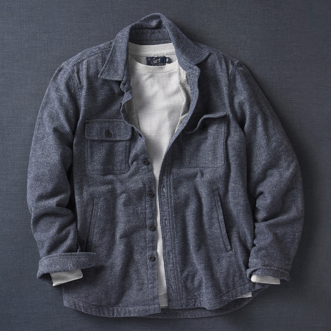 Flannel Twill Shirt Jacket - Sky Captain – Grayers