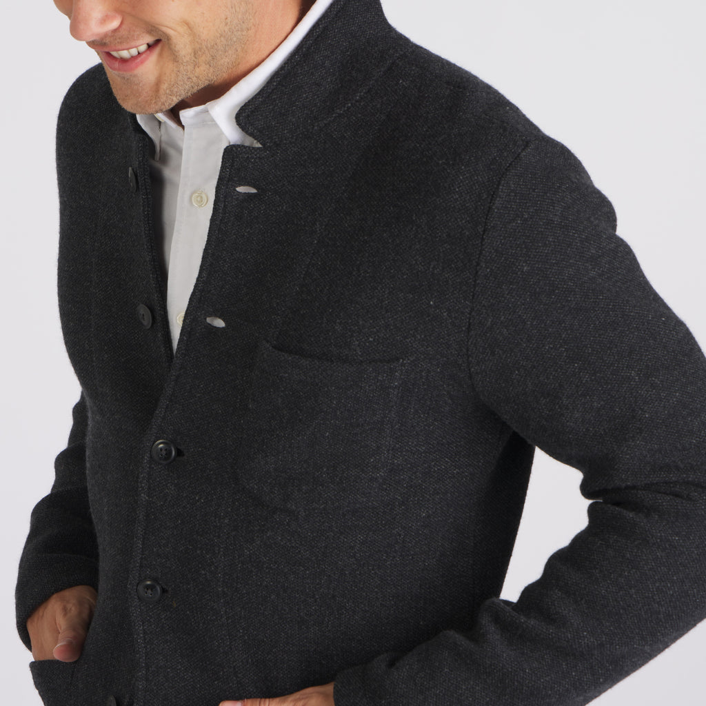 Nelson Jacquard Swacket - Charcoal Marl – Grayers