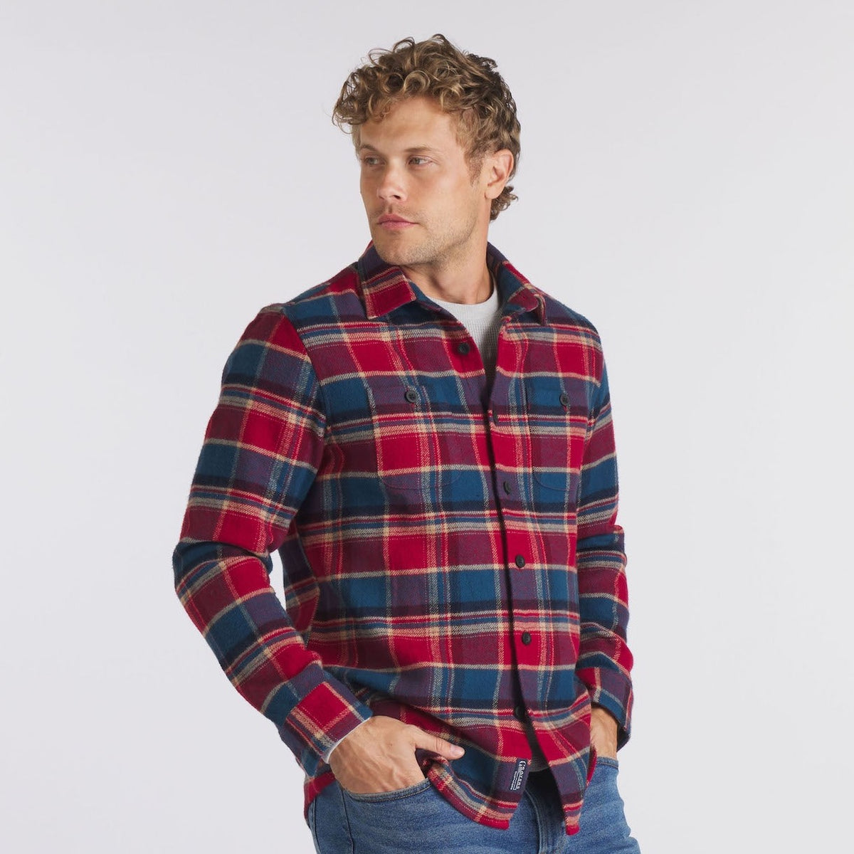 Scarboro Heritage Heavy Flannel - Red Teal Plaid – Grayers