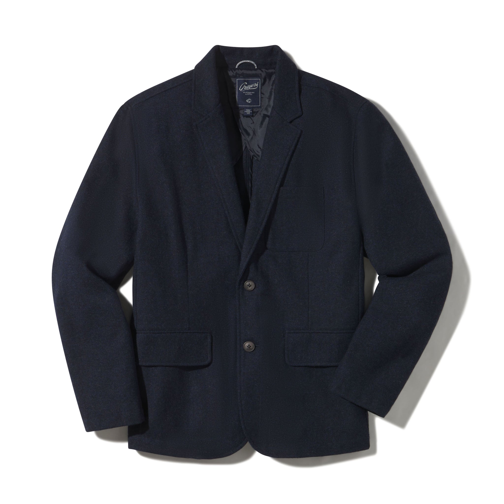 Grayers Hopsack Midweight Wool Blazer Navy