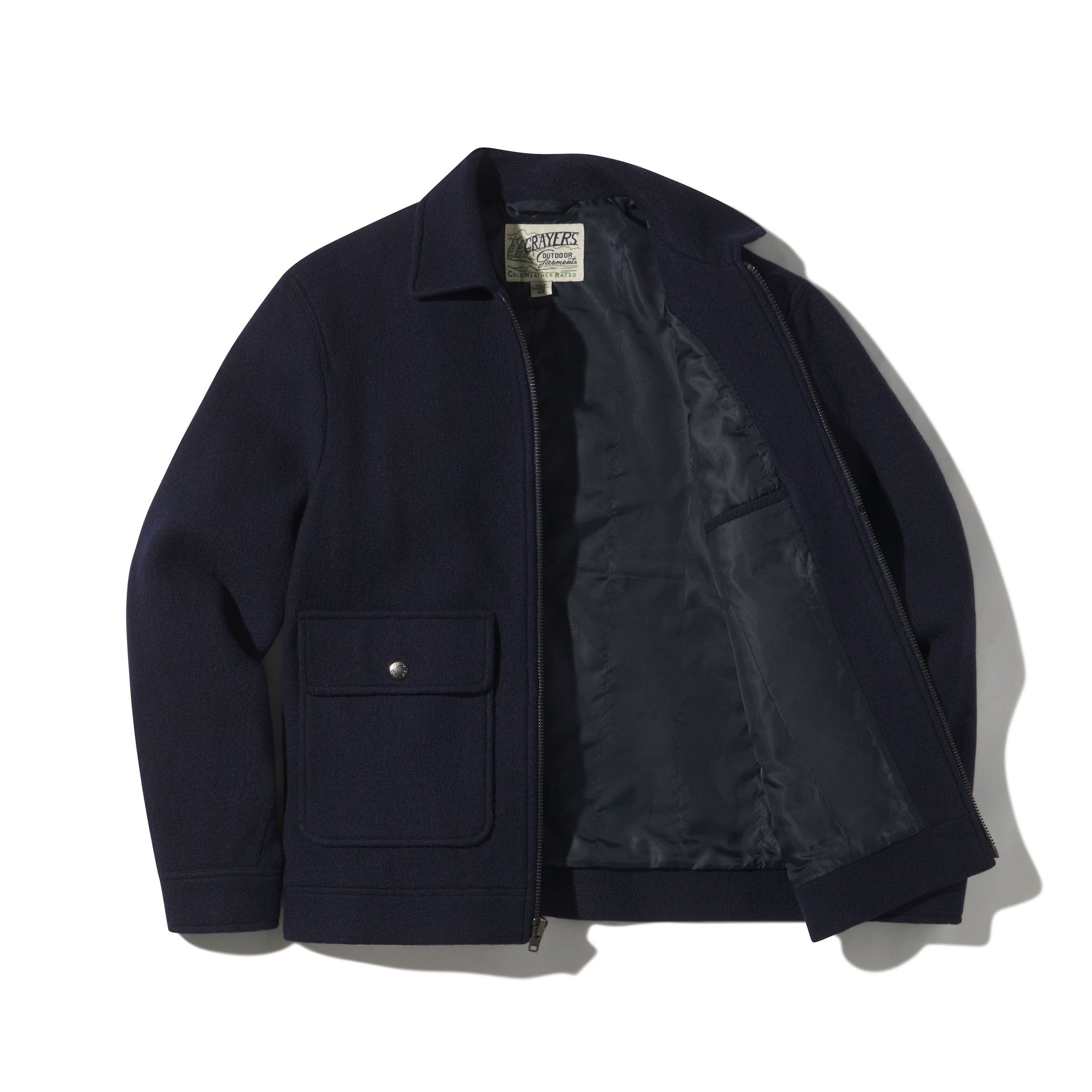 Navy wool bomber jacket hotsell