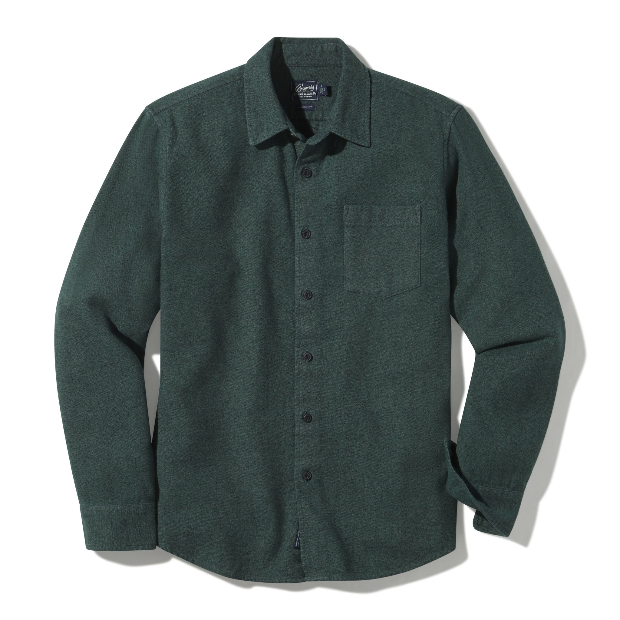 Harper 3 ply Jaspe Flannel Shirt Forest Green Grayers