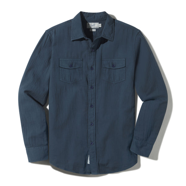 Brando Lightweight Double Cloth Shirt - Midnight Navy – Grayers