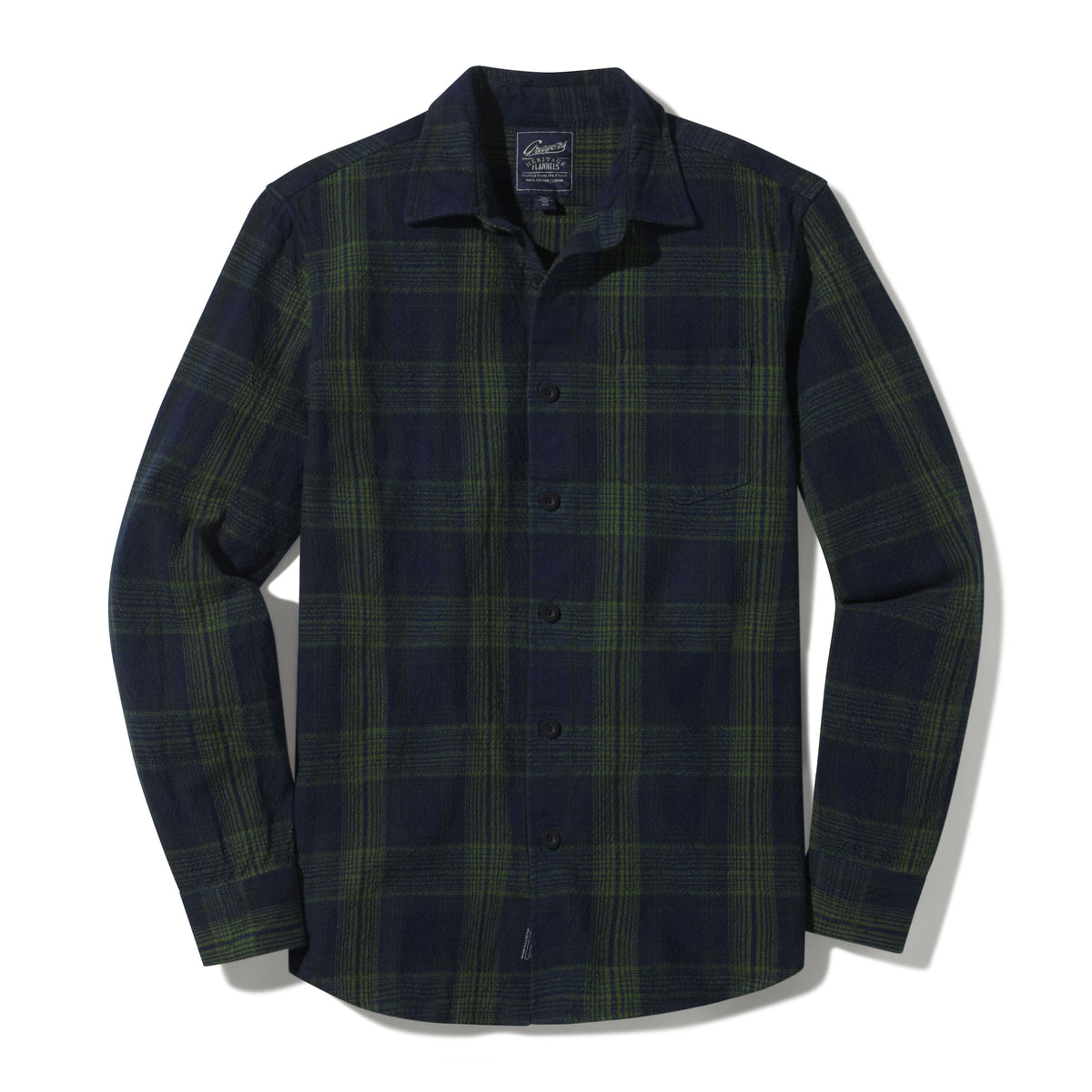 Heavy Casement Flannel Shirt - Navy Green – Grayers