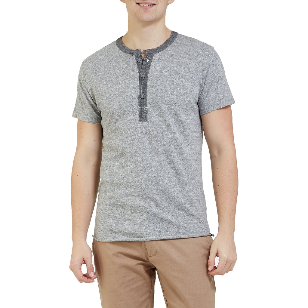 Todd Slub Henley Short Sleeve - Gray Heather-Grayers