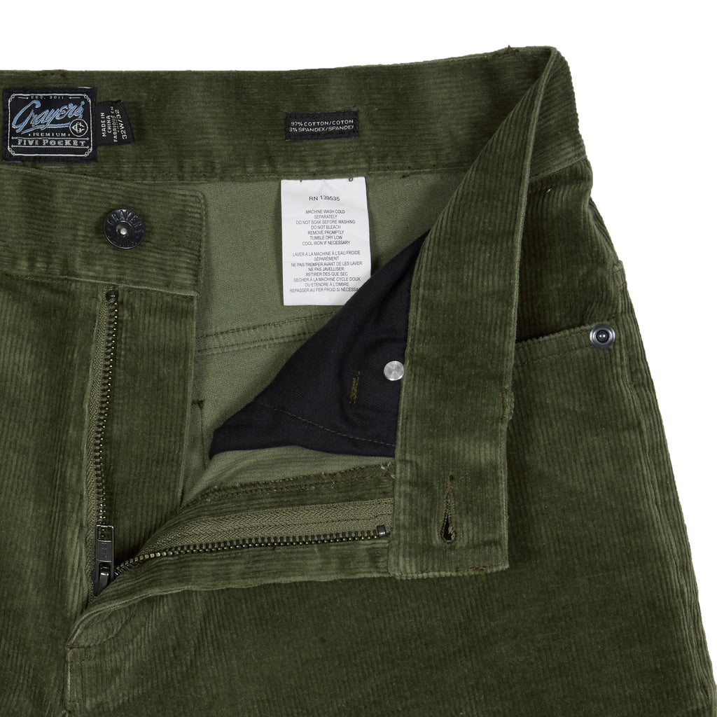 Burlington 5 Pocket Stretch Corduroy - Dusty Olive-Grayers