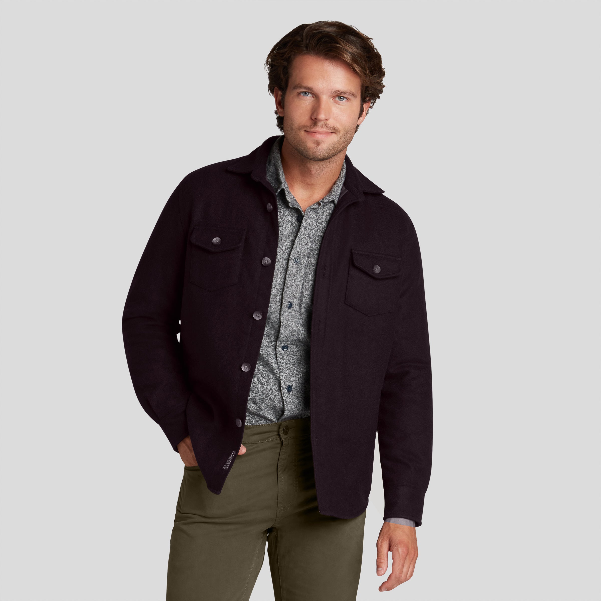 Retro Wool Padded Shirt Jacket - Dark Raisin – Grayers
