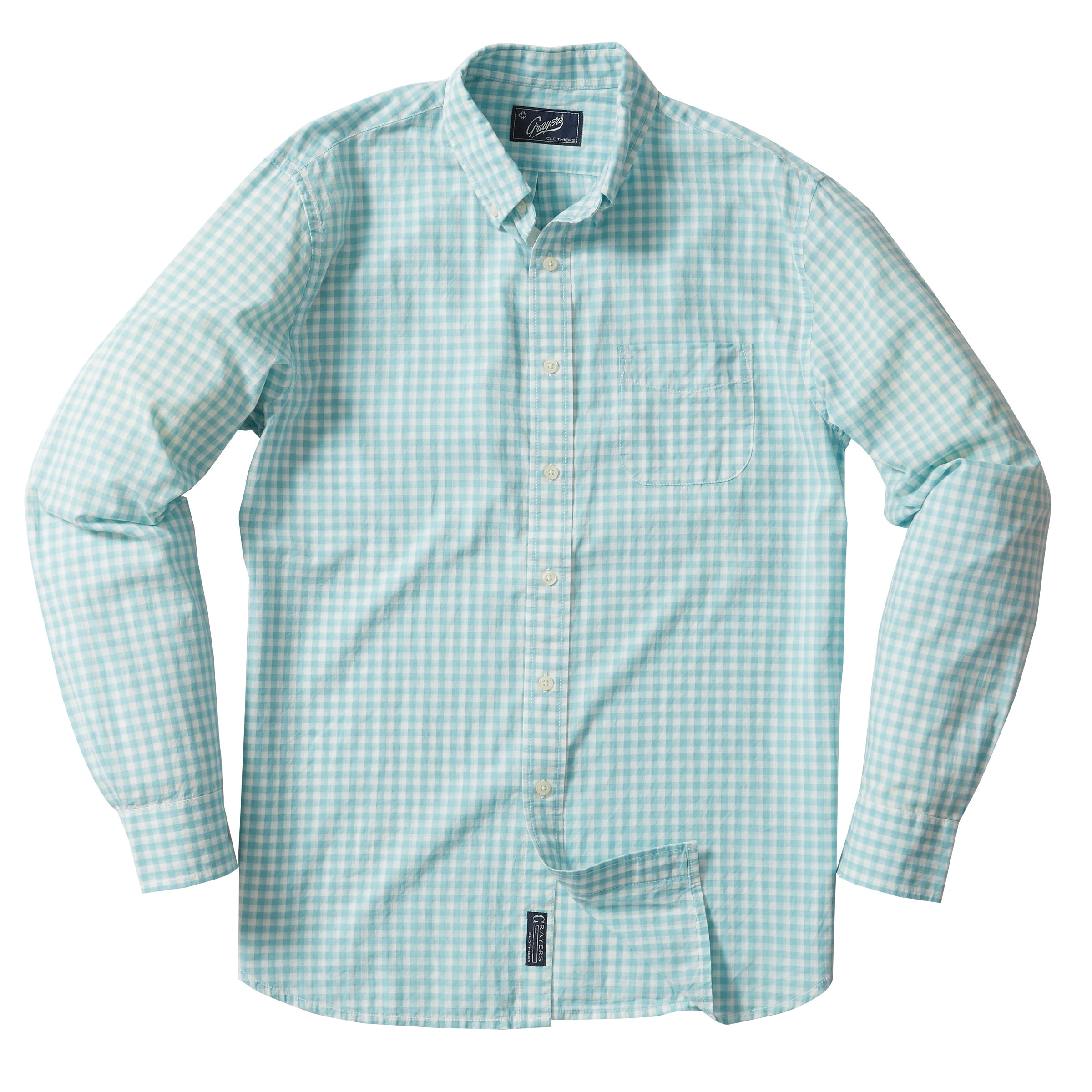 Grange Shadow Gingham Shirt- Seafoam (Final Sale) – Grayers