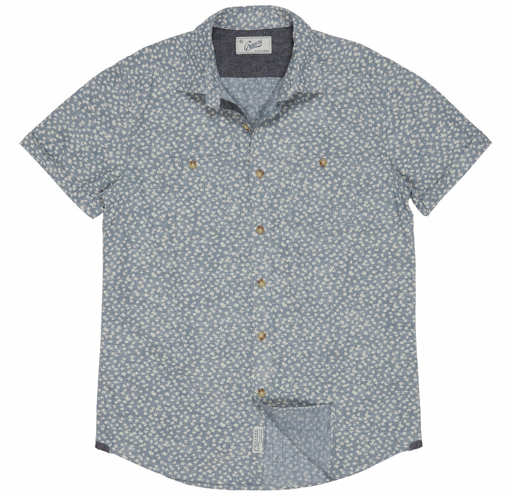 Drayton Printed Chambray Shirt - Aegean Blue Whisper-Grayers