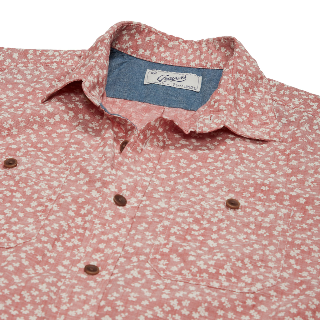 Drayton Printed Chambray Shirt - Cranberry Whisper-Grayers