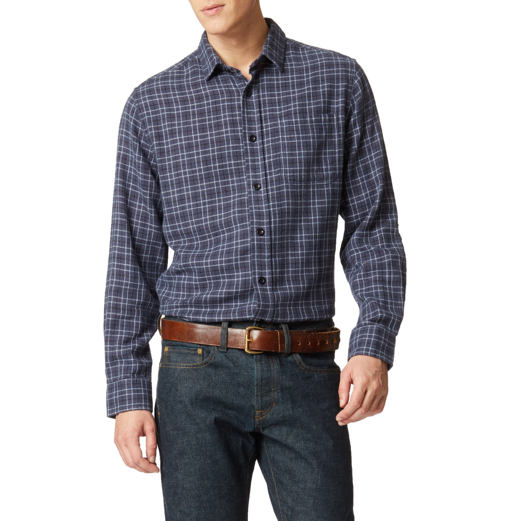 Trenton Double Cloth Shirt - Blue Heather Plaid-Grayers