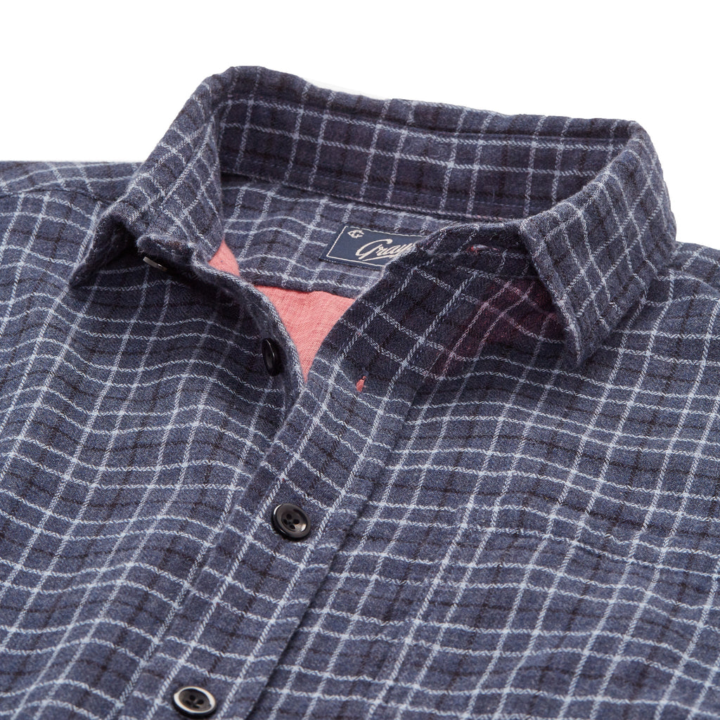 Trenton Double Cloth Shirt - Blue Heather Plaid-Grayers