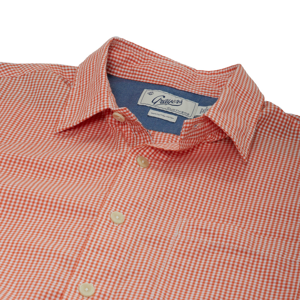 Stuart Tinted Poplin Gingham Shirt - Orange-Grayers