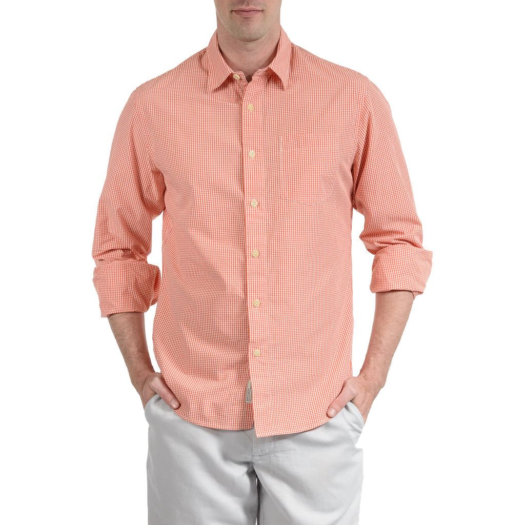 Stuart Tinted Poplin Gingham Shirt - Orange-Grayers