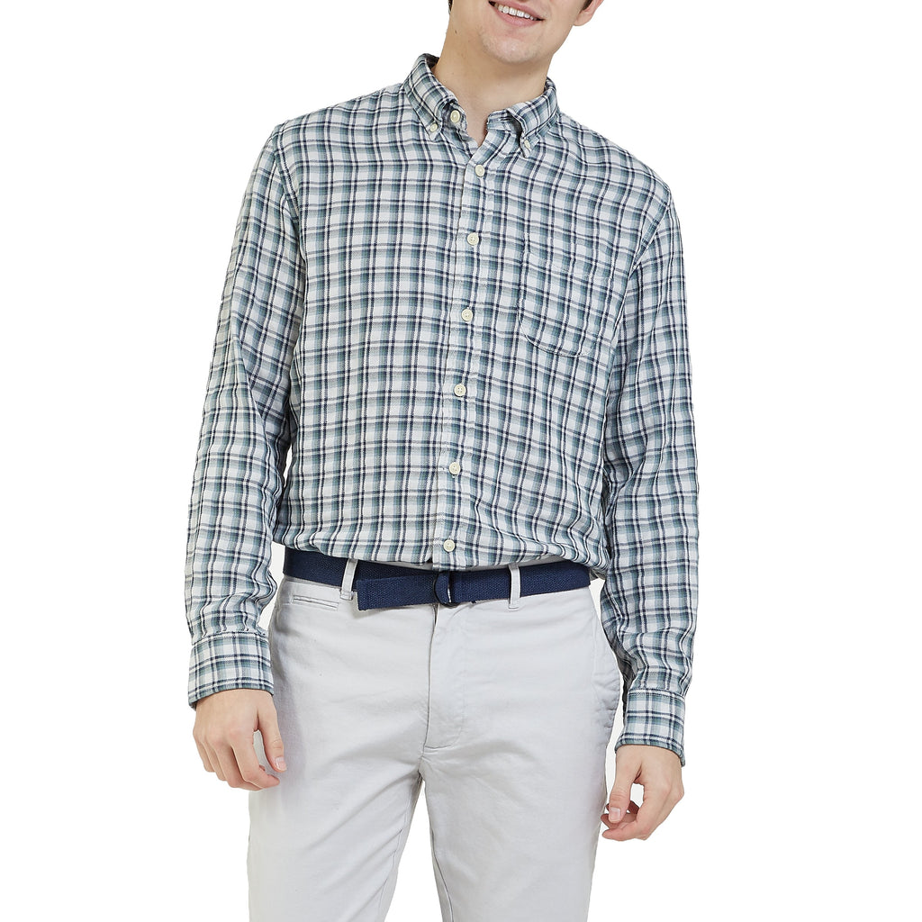 Boulder Double Cloth Shirt - Cream Green Navy-Grayers