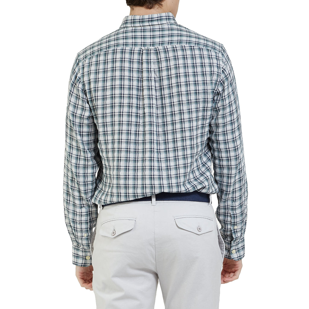 Boulder Double Cloth Shirt - Cream Green Navy-Grayers