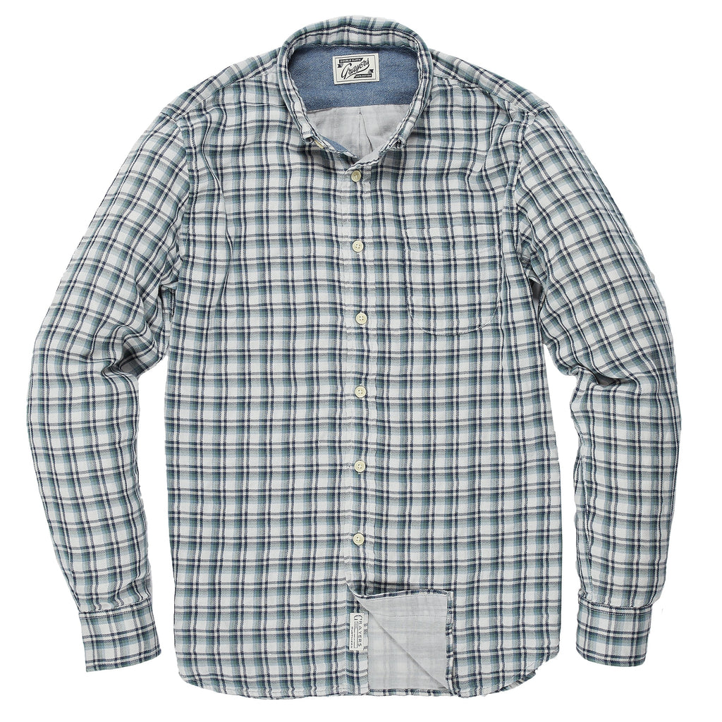 Boulder Double Cloth Shirt - Cream Green Navy-Grayers