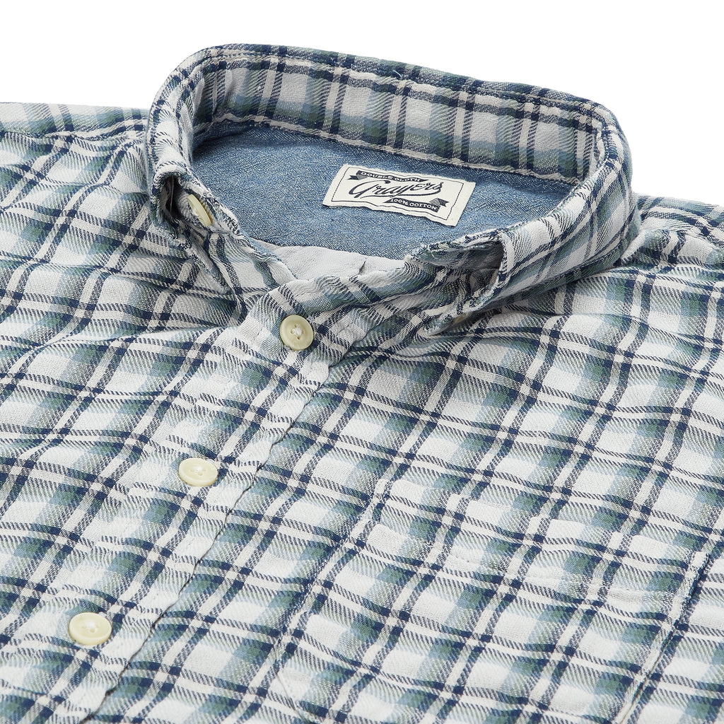 Boulder Double Cloth Shirt - Cream Green Navy-Grayers